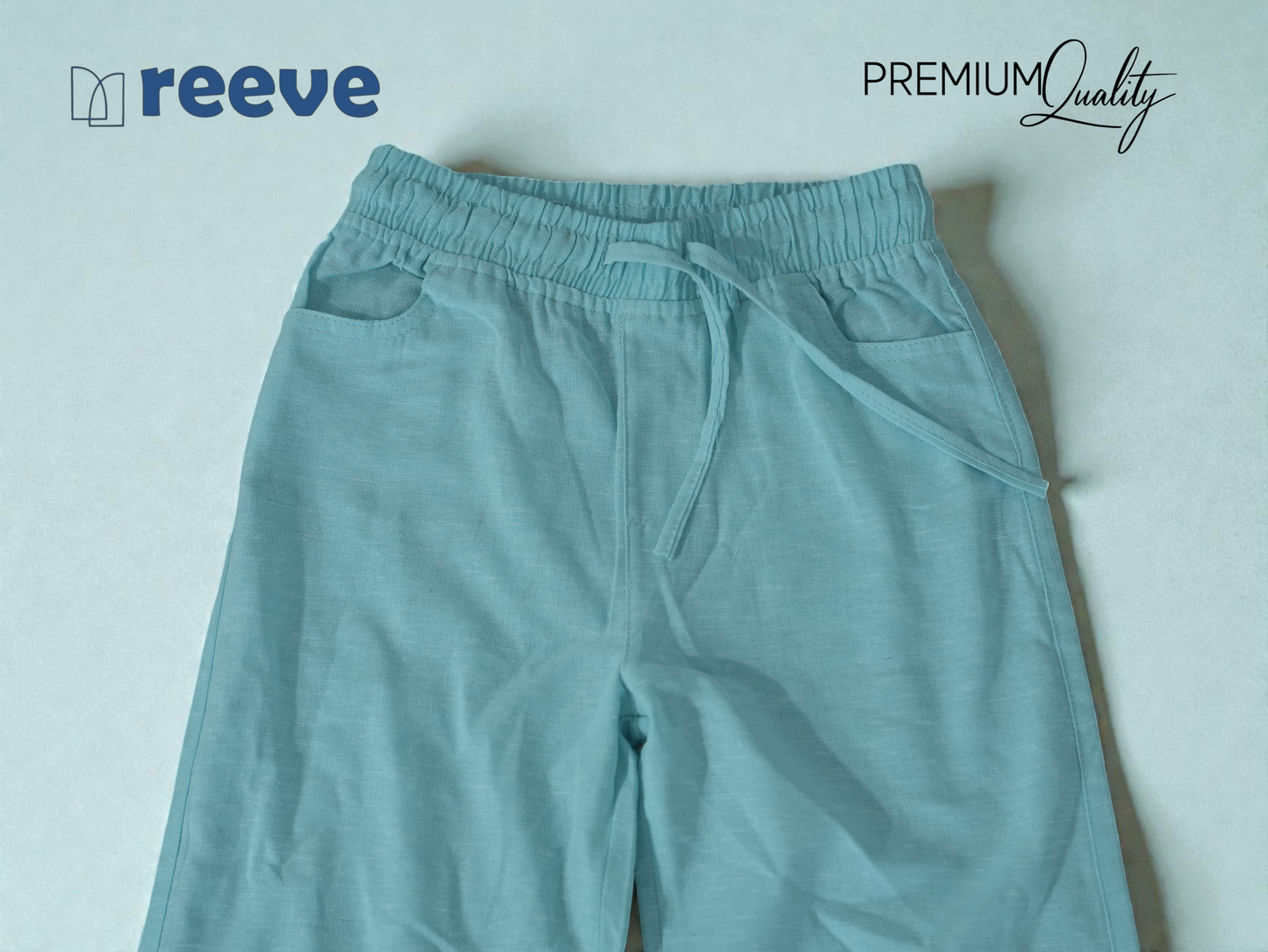 REEVE Kids Premium Remi Cotton Straight Fit Trousers - Aqua Blue