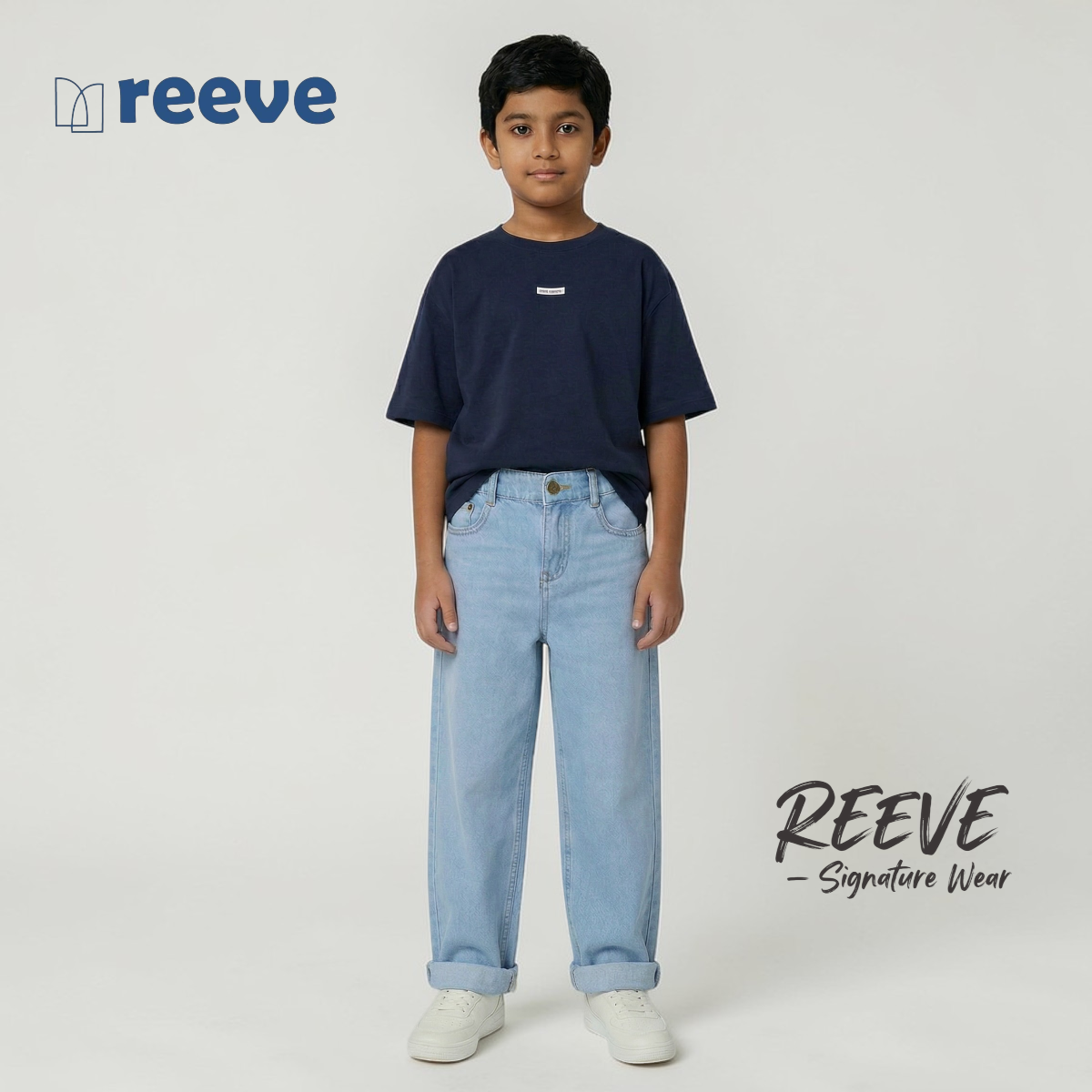 Kids' Premium Baggy Denim Pants (Age 2-8 Years) - Light Blue | Adjustable Waist