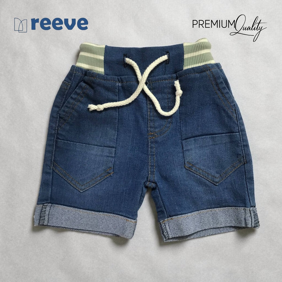 Kids' Premium 100% Cotton Stretchable Denim Cargo Shorts