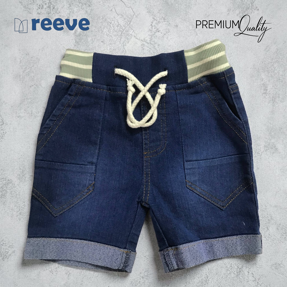 Kids' Premium 100% Cotton Stretchable Denim Cargo Shorts
