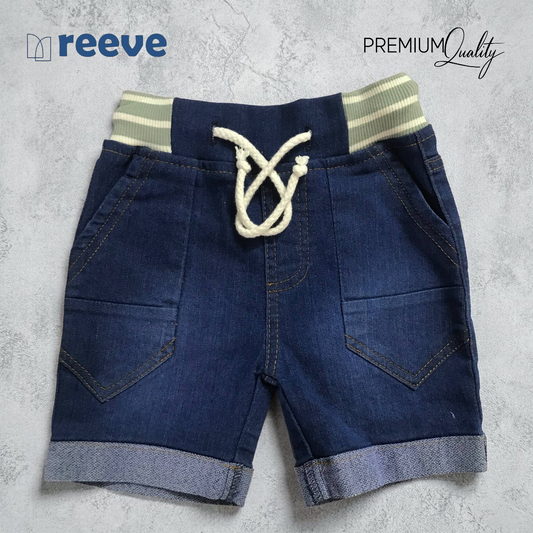 Kids' Premium 100% Cotton Stretchable Denim Cargo Shorts